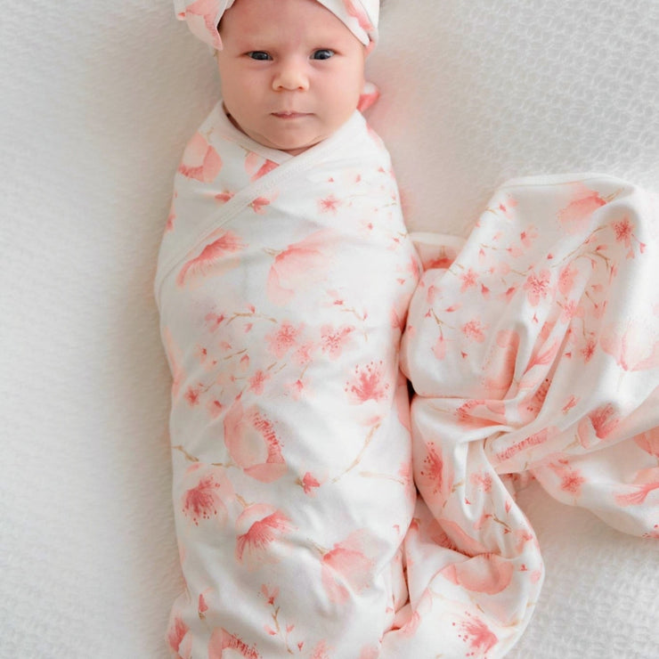 Cherry Blossom - Swaddle & Beanie set Baby Gift Sets Anchor&Arrow 