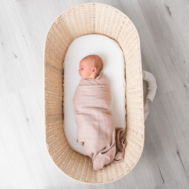 Wrapped in Pink organic cotton baby muslin swaddle